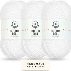 니뜨 코튼돌실 50g + 코튼 라벨 세트, 3개, 1화이트