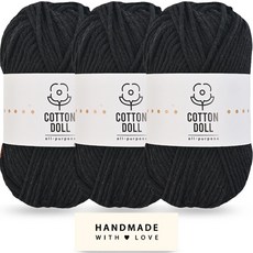 니뜨 코튼돌실 50g + 코튼 라벨 세트, 3개, 23블랙