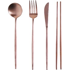 마리포사 커트러리 디너스푼 + 젓가락 + 디너포크 + 디너나이프 세트, 로즈골드, 1세트