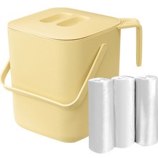 Nature Living Monoble 食物垃圾桶 3L + 純卷塑料袋 90p 套組, 黃油（垃圾桶）、白色（塑料袋）