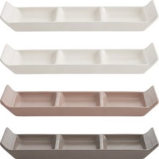 lenanse Hwige 3格分菜盤 4入, 奶油色+奶油色+玫粉紅色+灰色, 1組