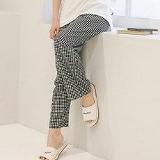 글램공감 커플용 지지미 블럭체크 파자마 냉감 9부 바지잠옷