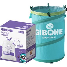 GIBONE 方便的附綁繩環保回收袋 40入 + 彈出式多功能收納籃組合, 80L, 1套