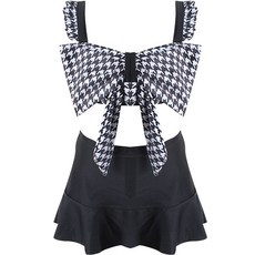 女童款千鳥格蝴蝶結比基尼泳衣+帽子組 CCW33GSW384