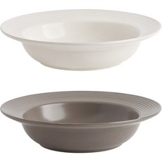 lenanse Huege義大利麵碗 2種, 奶油色, 灰色, 1組