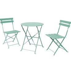 루리리 철재 접이식 카페 테이블 + 의자 2p 세트, 민트