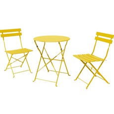 루리리 철재 접이식 카페 테이블 + 의자 2p 세트, 옐로우