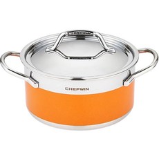 쉐프윈 인덕션 304STS 통5중 컬러 양수냄비, 오렌지, 1개, 지름 20cm x 높이 10.5cm