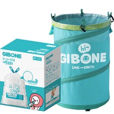 GIBONE 方便的附綁繩環保回收袋 60入 + 彈出式多功能收納籃組合, 50L, 1個