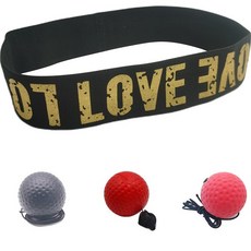 拳擊反應訓練彈力球組 01LOVE頭帶+PU球 3顆, 網球（黑、紅、紅）