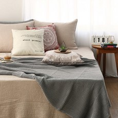 PACO HOME Softia2 莫代爾鬆餅格顏料染色薄被, 城市灰