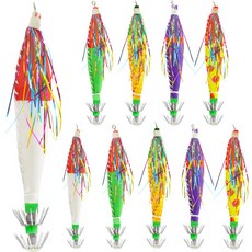 Royal Fish 亮絲木蝦路亞 5色組, 55g, 紫色 + 紅點 + 紅綠 + 玉米 + 紅白, 1套