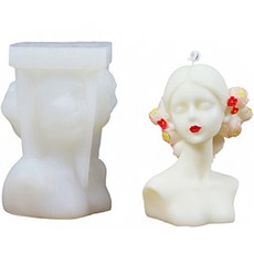 Homeflow 蠟燭石膏花朵少女石像矽膠模具 02, 單一顏色