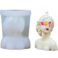 Homeflow 蠟燭石膏花朵少女石像矽膠模具 01, 單一顏色