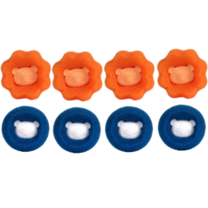 毛髮清潔洗衣球組 2色 4個, 藍色, 橙色, 1組