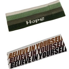 요고조고 헤어밴드 2종 세트, 42 다크그린 헤어밴드, 브라운 레터 헤어밴드