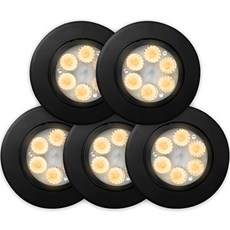 LED一體式 MR 7.62cm 5W 崁燈, 黑色 + 燈泡色, 5個