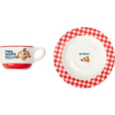 Leuze Neusin 瓷質茶杯+盤子套組, 紅色, 1組