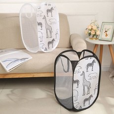 리빙여왕 매쉬 빨래 바구니 세트, 블랙, 화이트