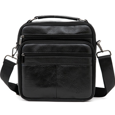 CAPACCI 男款運動皮革休閒斜背包 CCI-8802, 黑色