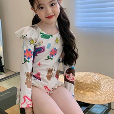 女童款彈性蕾絲連身泳衣 CCW33GSW373