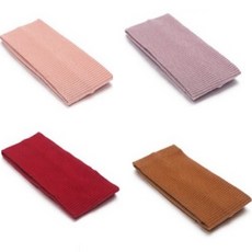 Belle 布質粉彩簡約頭巾風格髮帶 4件組, 粉紅色, 淺紫色, 紅色, 駝色