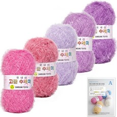 yarna 뜨개질 수세미 80g x 5볼 + A타입 도안 8종 세트, N6 웨딩핑크, 1개