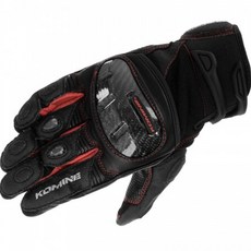 KOMINE PROTECT LEATHER M GLOVES GUREN 雙手套組 GK-1933, BLACK + RED