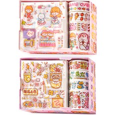 다다 다꾸 캐릭터 스티커 마스킹테이프 다이어리 꾸미기 드림카페 + 원더랜드 세트, 혼합색상, 1세트