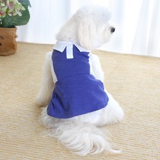 에이미러브즈펫 반려동물 CH 슬라브매쉬 생활복 원피스, 네이비