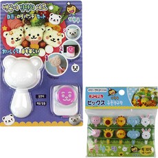 Kitchen9 北極熊飯糰模具 + 海苔壓模器 + 動物朋友造型籤 10入組, 白色(北極熊飯糰模具) + 粉紅色(北極熊海苔壓模器) + 混合色(動物朋友造型籤), 1套