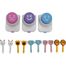 Kitchen9 可愛海苔打洞器3件組 + 動物朋友叉10入組, 粉紅色, 紫色, 藍色(海苔打洞器), 混合顏色(動物朋友叉), 1套