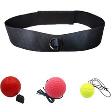 拳擊反應訓練彈力球組 03彈性扣頭帶球 3顆, 紅色(PU球)、紅色(橡膠球)、黃色(網球)