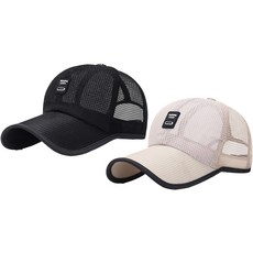 아티폼 심플 풀메쉬 스포츠 야구모자 2종 세트, 블랙, 베이지, 1개