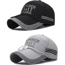 Atiform 釣魚 高爾夫 反光繩帶 棒球帽 2件組, 黑色, 灰色