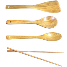 原木拌炒廚具4件組, 混色, 廚具4件, 1套