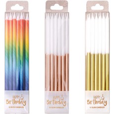 Joyparty 生日細蠟燭, 彩虹金、玫瑰金、金色, 1組