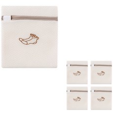 PDS Living 刺繡設計安心網狀洗衣袋 襪子, 米色, 5個