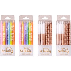 joyparty 生日蠟燭 2款 x 12入 套組, 2套, 彩虹, 玫瑰金