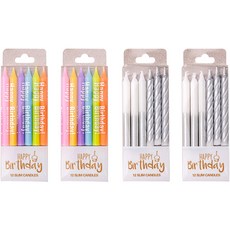 joyparty 生日蠟燭 2款 x 12入 套組, 2套, 彩虹, 銀色