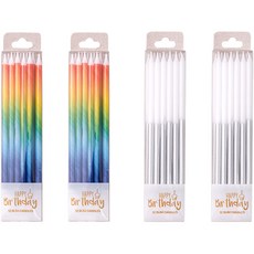 Joy Party 生日蠟燭細 2 種 x 12 件套組, 2組, 彩虹、銀色