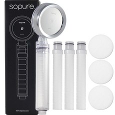 So Pure過濾淋浴蓮蓬頭 PURE9 ACF+1級過濾器*3+圓片過濾器*3, 透明+鍍鉻, 1組