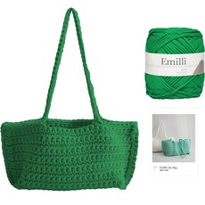 yarna 에밀리 시티백 실 1볼 + 인쇄도안 뜨개질 DIY 세트, 1개, 23그린