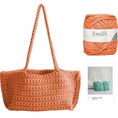 yarna 에밀리 시티백 실 1볼 + 인쇄도안 뜨개질 DIY 세트, 1개, 17코랄