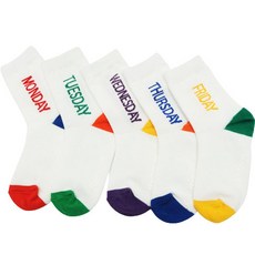 GN 兒童網眼拼色星期襪5件組