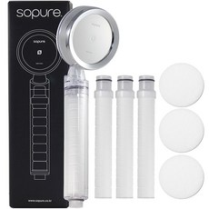 So Pure過濾淋浴蓮蓬頭 PURE9 ACF+1級過濾器*3+圓片過濾器*3, 透明+鍍鉻, 1組