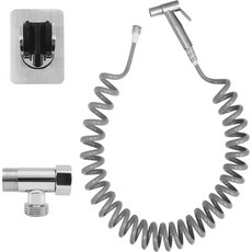 clean for you 蓮蓬頭彈簧軟管 5m+高壓噴槍+噴槍支架+水道連接T字閥門組, 1組