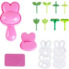 inbloom 兔子飯糰模具+葉片造型裝飾叉 8支組, 混色, 1組