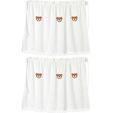 지앤와이 차량용 흡착 하얀 폼폼 햇빛가리개, 곰3, 2개