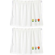 지앤와이 차량용 흡착 하얀 폼폼 햇빛가리개, 빨간꽃, 2개